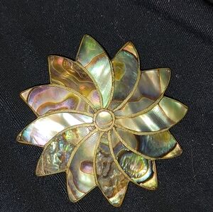 Vintage Mexico 925 Abalone Brooch Pendant